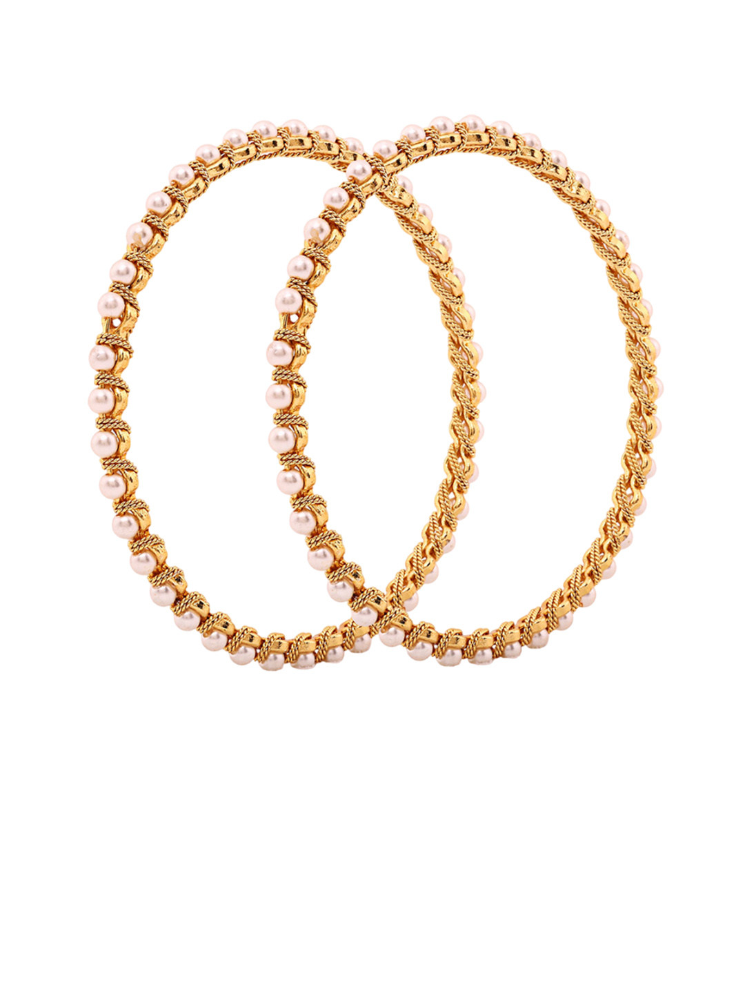 MEMOIR Set Of 2 Gold-Plated Freshwater Pearls Beaded Bangles