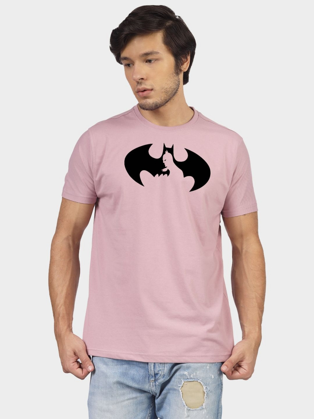 Greylongg Men Graphic Printed Round Neck Cotton Batman T-shirt