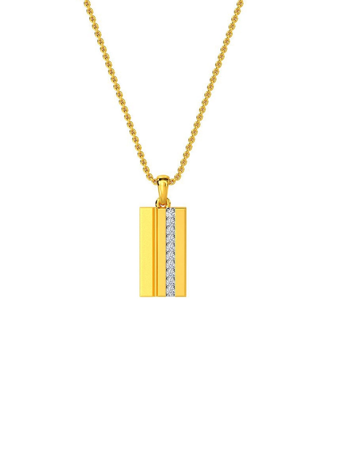 KISNA DIAMOND AND GOLD JEWELLERY Men 18KT Yellow Gold Diamond Pendent 0.09 carat