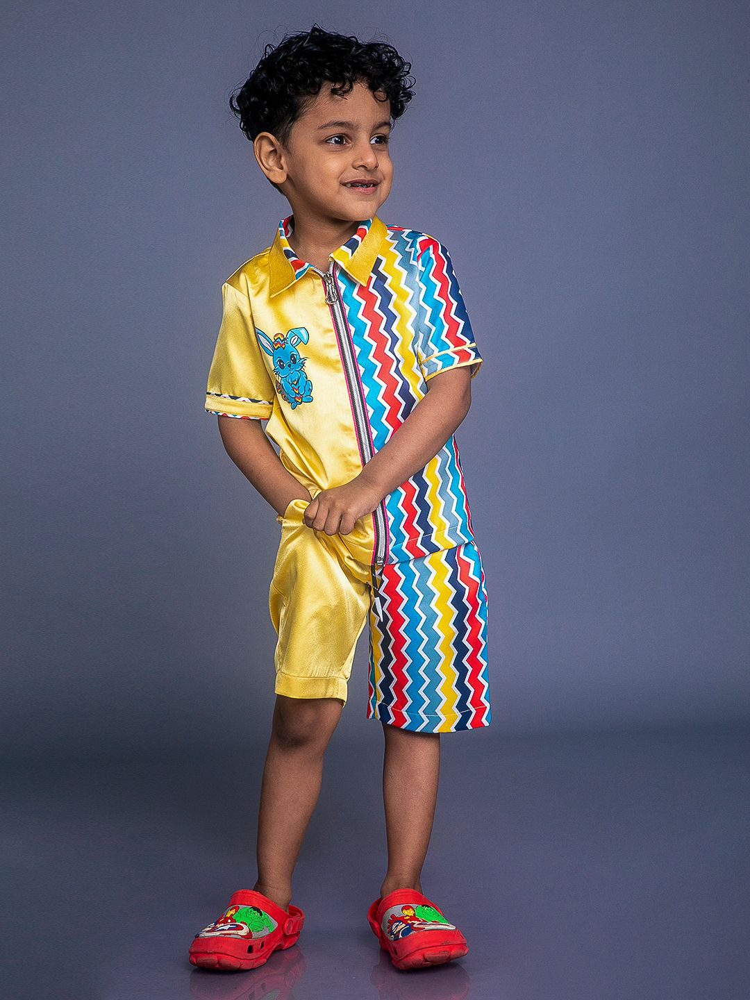 BAYA COUTURE Boys Printed Party Shirt with Shorts