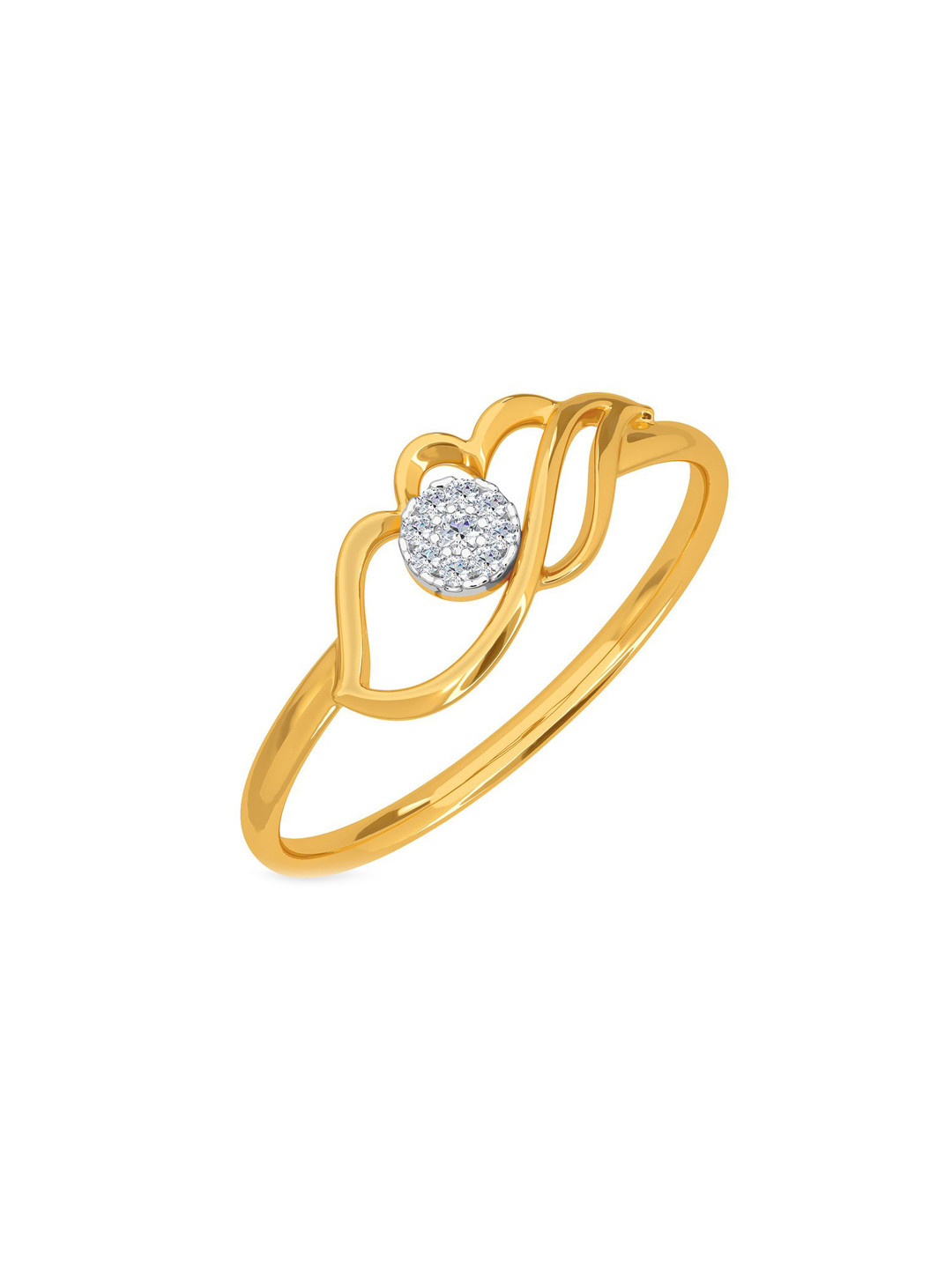 KISNA DIAMOND AND GOLD JEWELLERY Women18Kt Yellow Gold Plated AD Stone Finger Ring