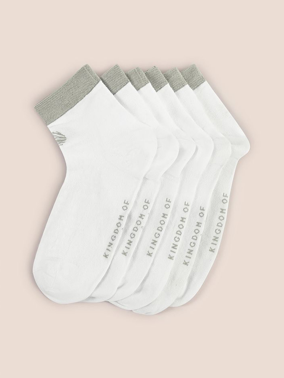 KINGDOM OF WHITE Men Pack Of 3 Cotton Ankle Length Socks