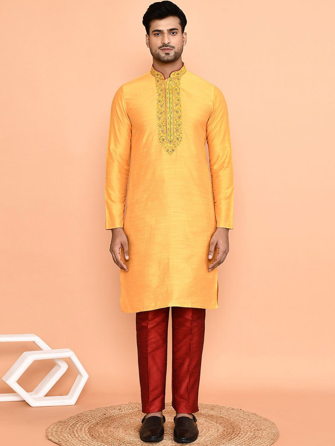 Arihant Rai Sinha Floral Embroidered Beads and Stones Straight Kurta With Trousers