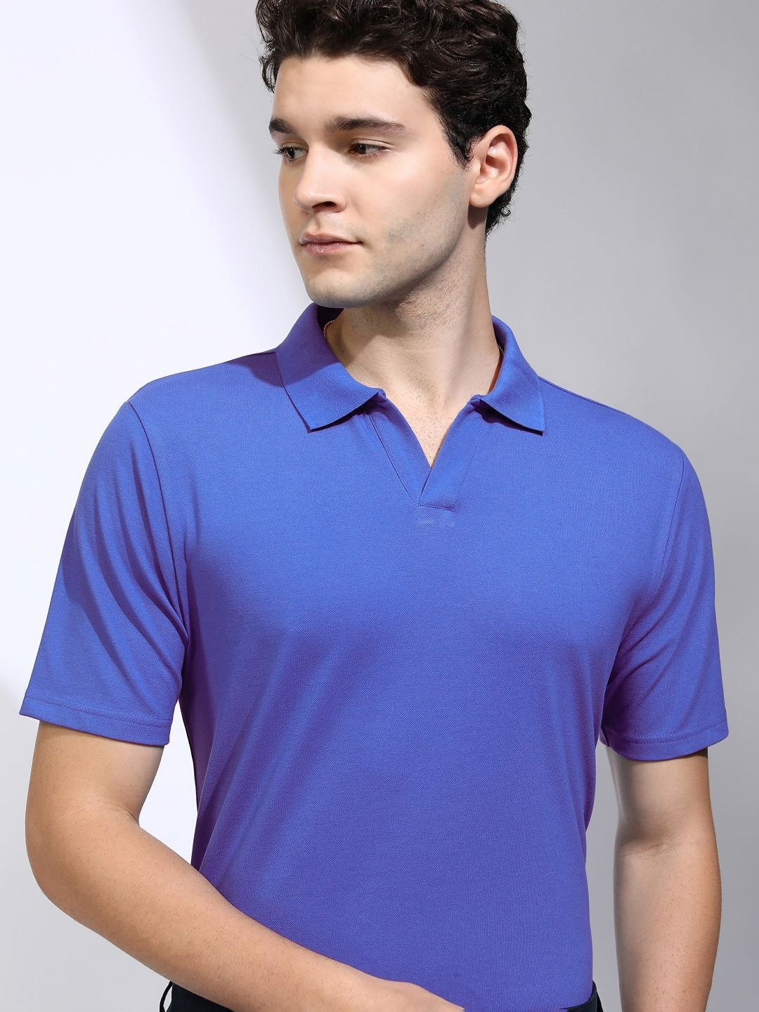 HIGHLANDER Men Solid Polo Collar Cotton Relaxed Fit T-shirt