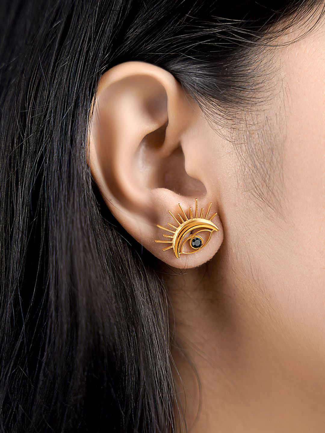 SWASHAA Varra Eye 18K Gold Plated Stainless Steel Contemporary Studs Earrings