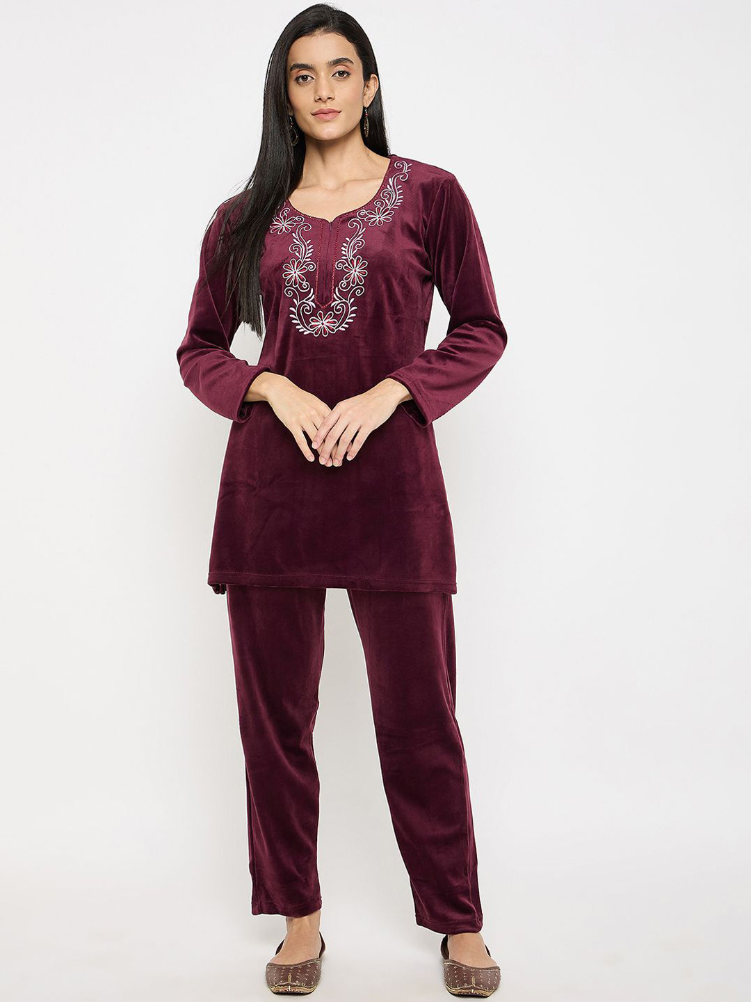 Camey Long Sleeves Embroidered Tunic With Trousers