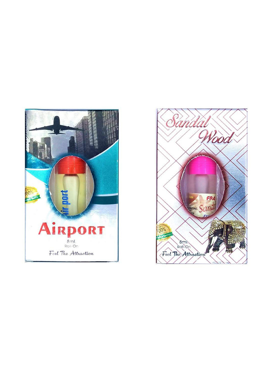 RAVIOUR LIFESTYLE Feel The Attraction Set Of 2 Airport & Sandal Wood Attar - 8 ml Each