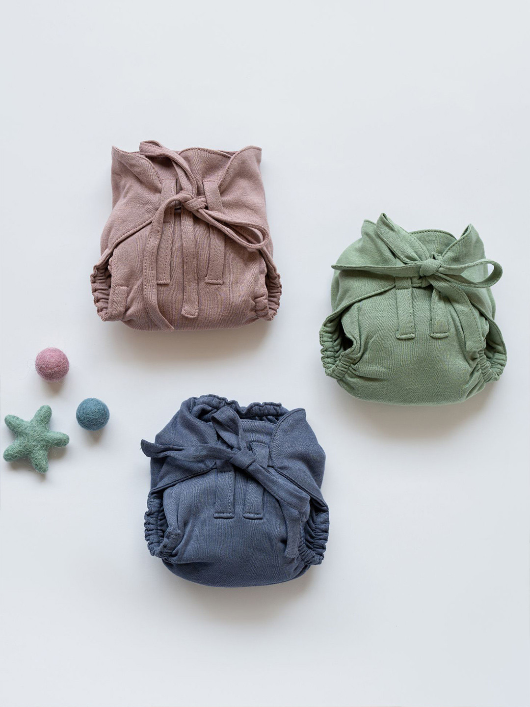 cocoon care Kids Set Of 3 Bamboo Knit Colourful Nappies