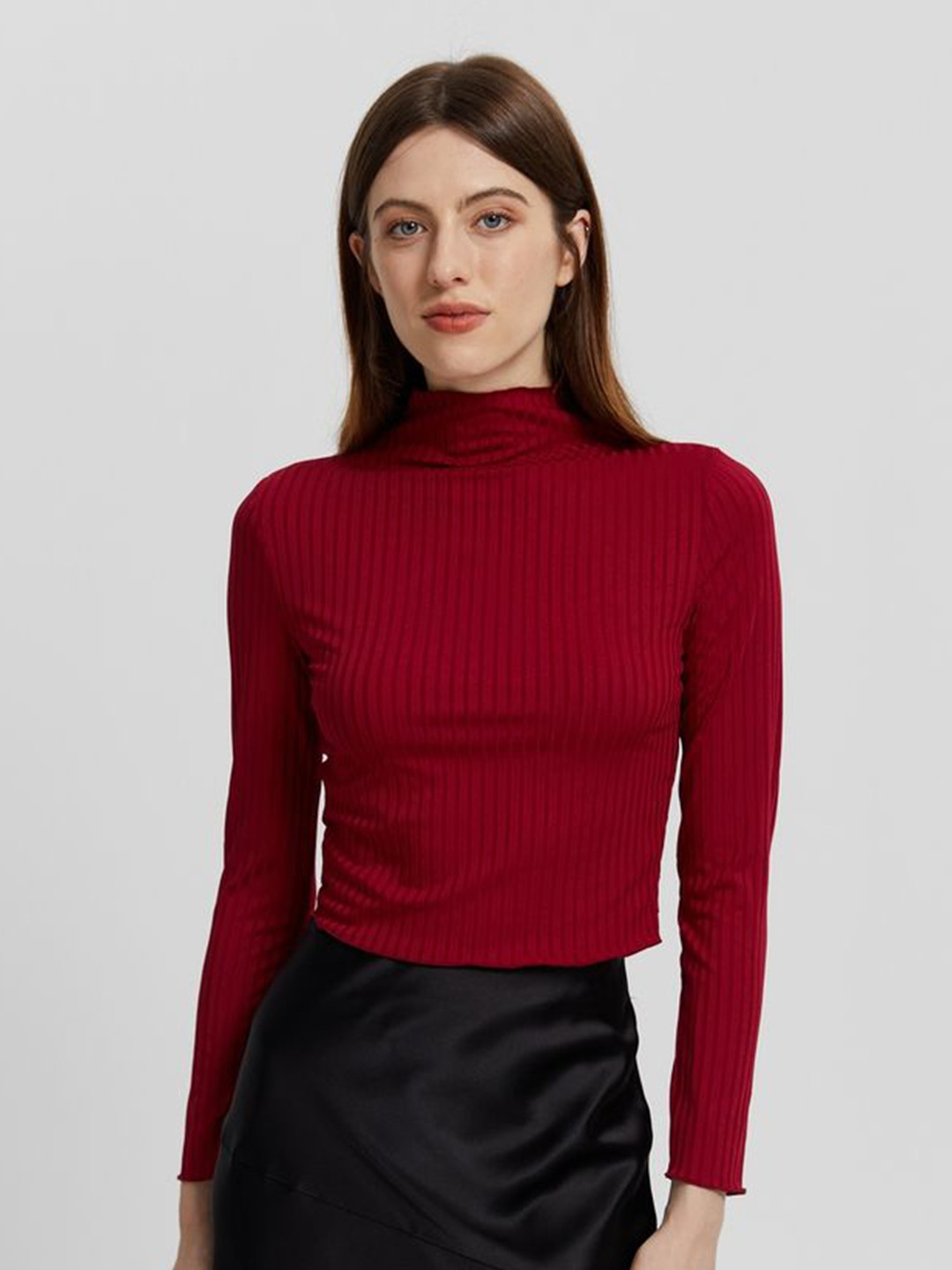 LULU & SKY Women High Neck Long Sleeves Top