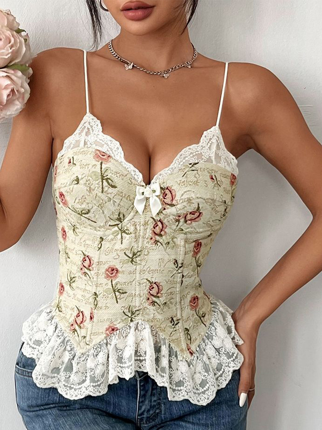 LULU & SKY Floral Printed Corset Top