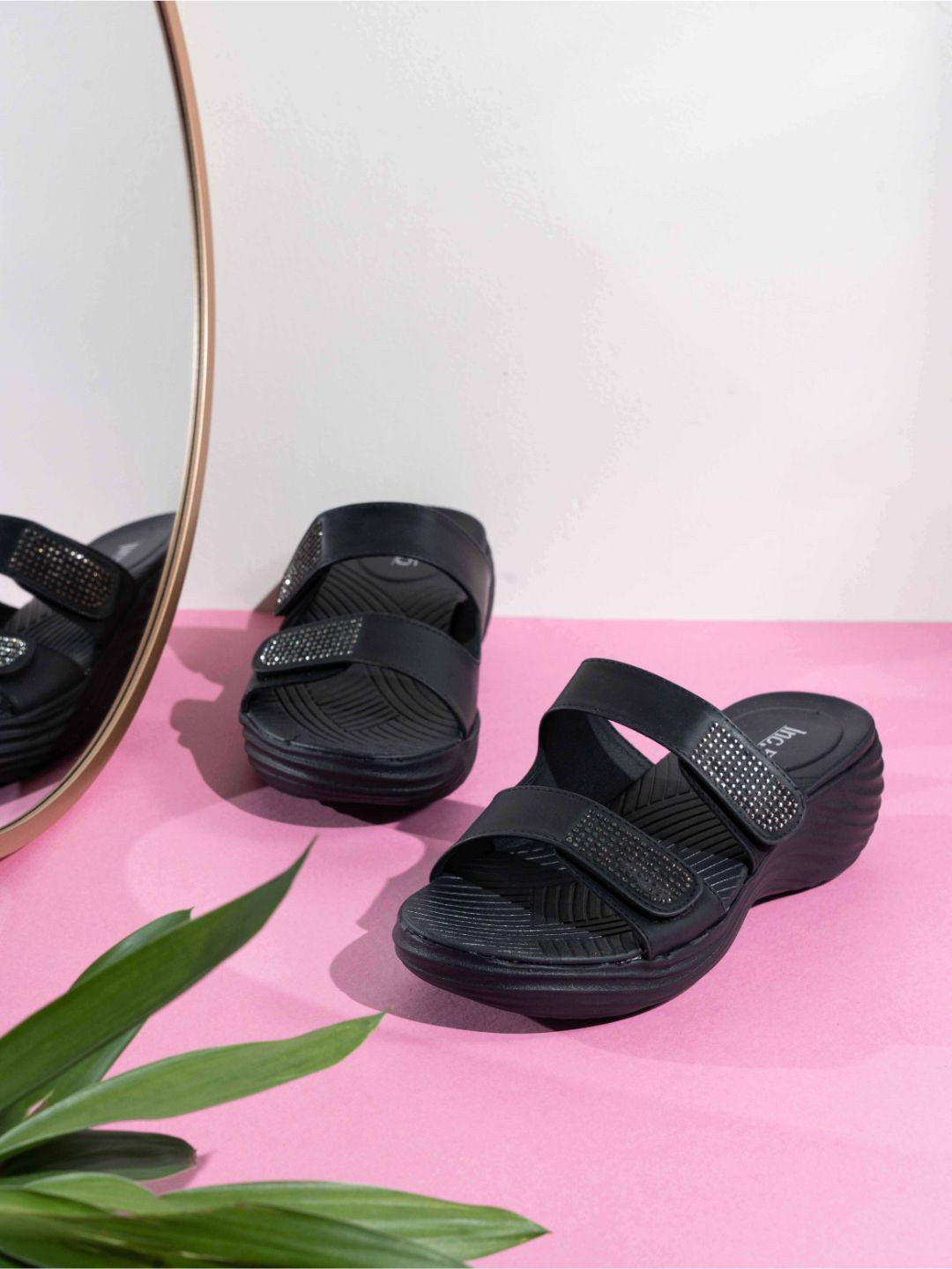 Inc 5 Women Embellished Open Back Round Toe Wedge Sandal