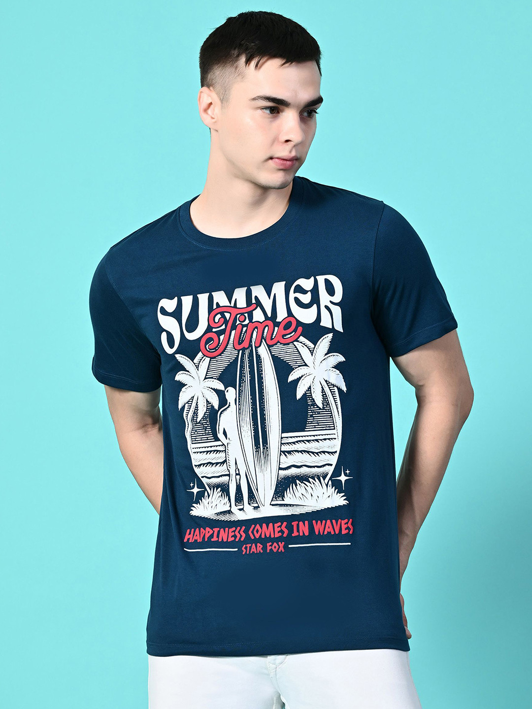STARFOX Men Graphic Printed Round Neck Cotton Slim Fit T-shirt