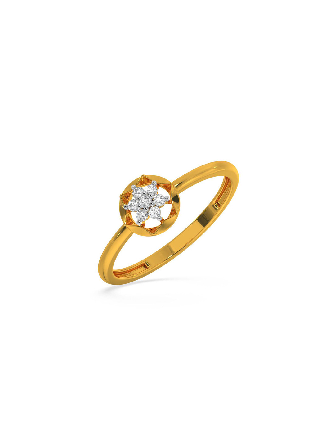 KISNA DIAMOND AND GOLD JEWELLERY Women 14KT Yellow Gold Finger Ring Diamond 0.07g