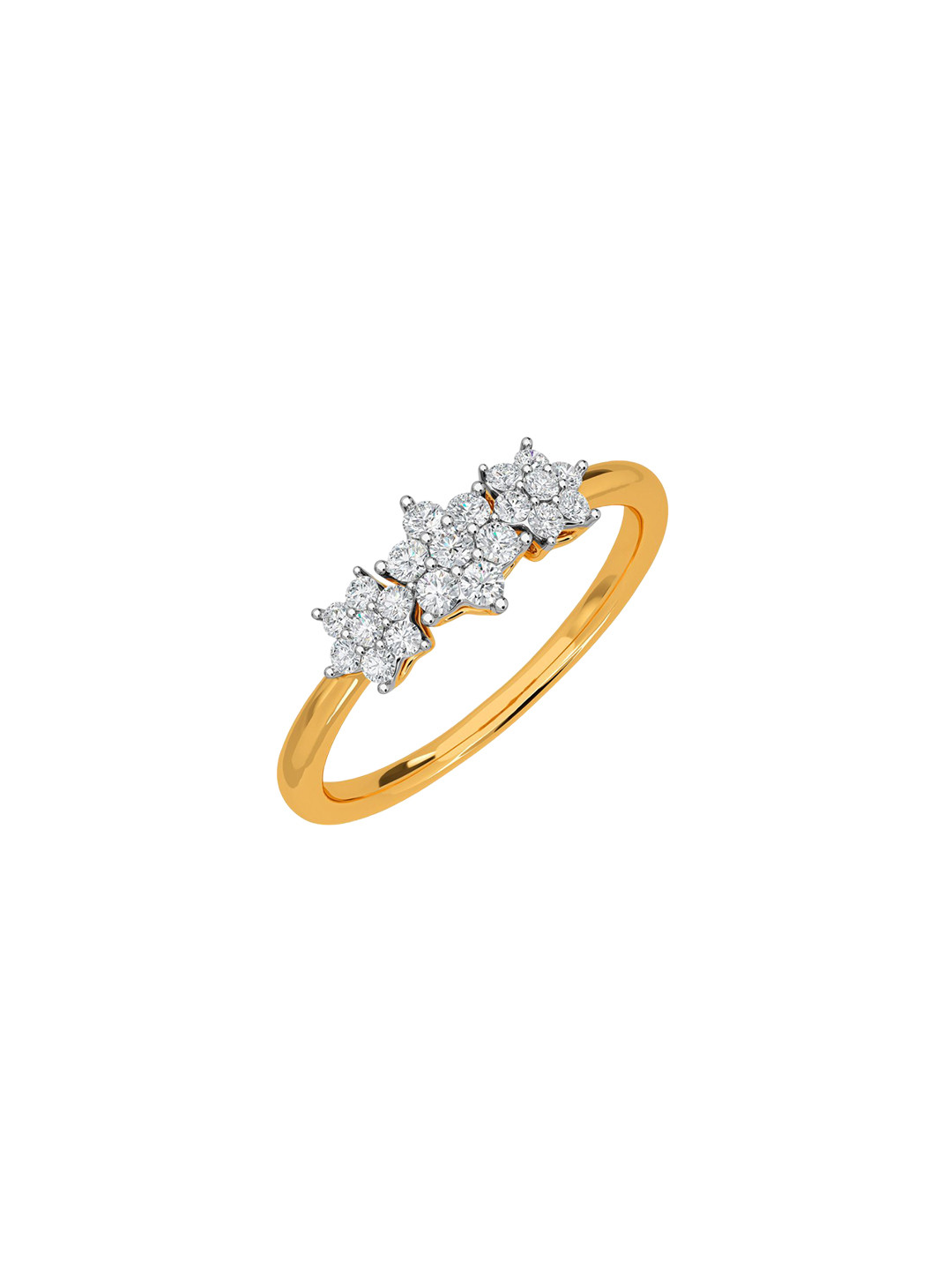 KISNA DIAMOND AND GOLD JEWELLERY Women 18KT Three Flower Finger Ring Diamond
