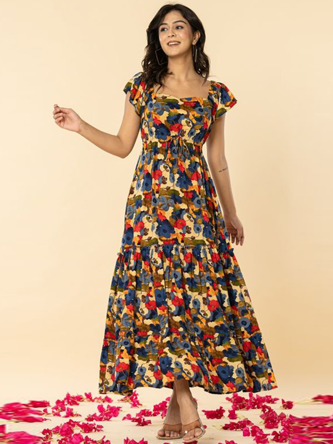 Haute and Humble Women Floral Printed Crepe Fit and Flare Dress