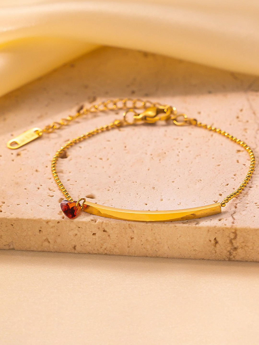 MYKI Statuesque Stainless Steel Gold-Plated Stone Studded Wraparound Bracelet