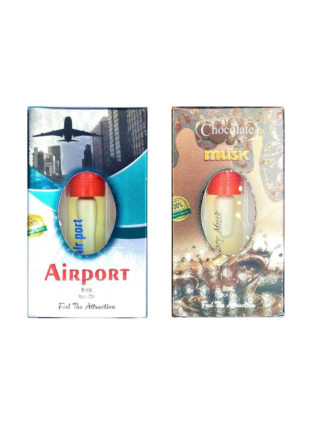 RAVIOUR LIFESTYLE Set Of 2 Airport & Chocolate Musk Roll On Attar - 8 ml Each
