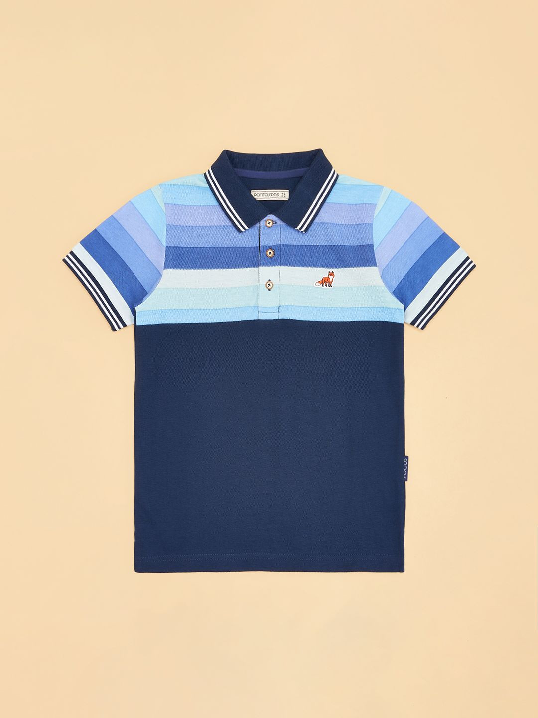 Pantaloons Junior Boys Multi Striped Polo Collar Cotton T-shirt