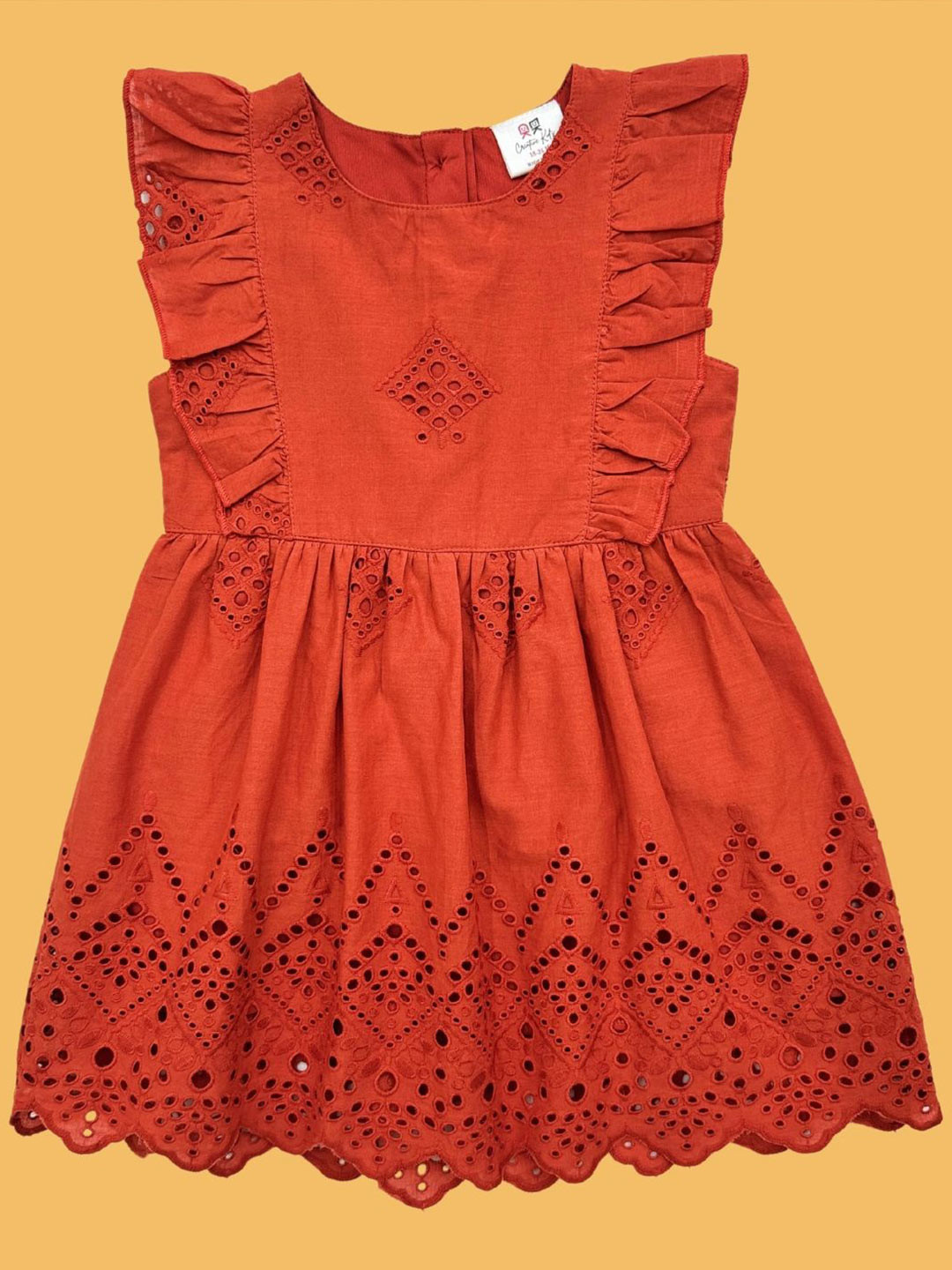 Creative Kids Girls Cotton Short Sleeves Flutter Sleeve Fit & Flare Dress