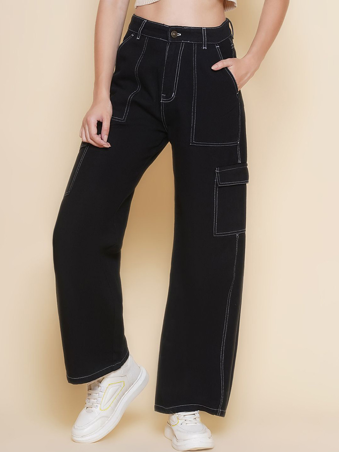 PUELLA Women High-Rise Easy Wash Cargos