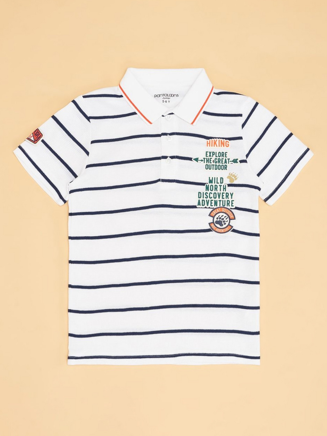 Pantaloons Junior Boys Striped Polo Collar Cotton T-shirt
