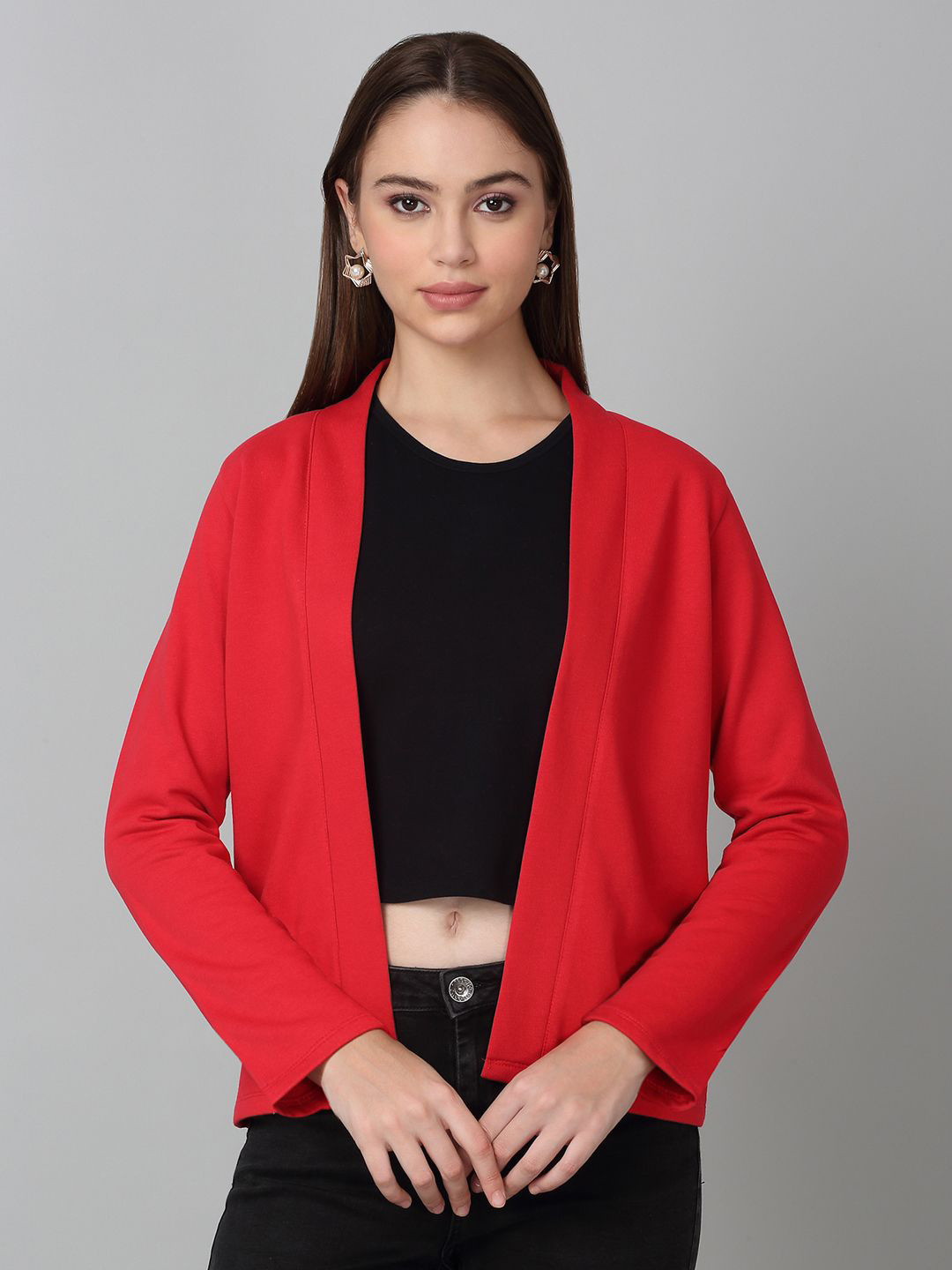 Dressitude Cotton Fleece Open Front Shrug