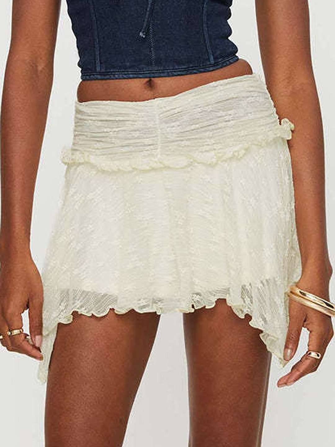LULU & SKY Self Design Asymmetrical Mini Skirt