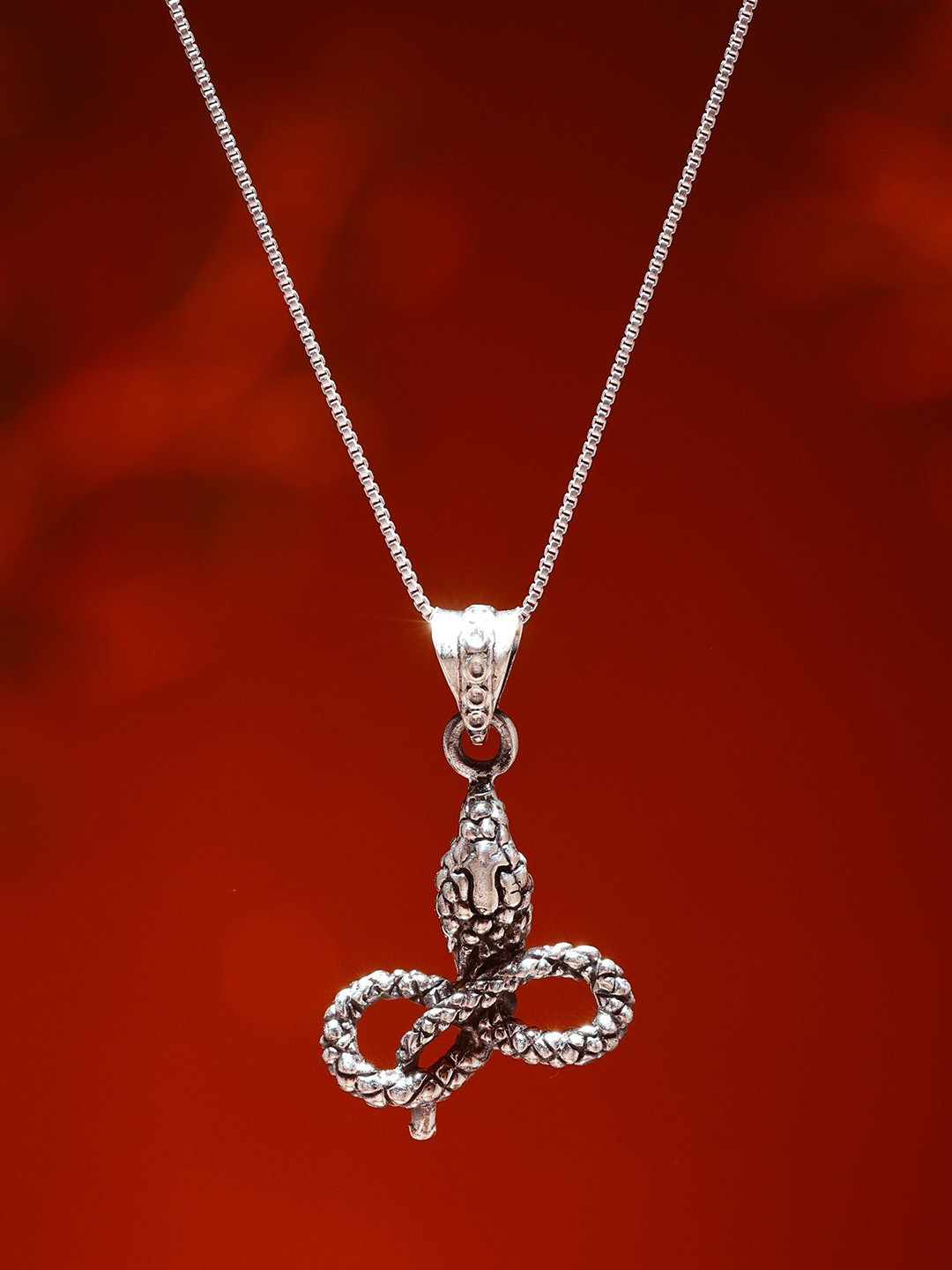 Exotic India Cobra Figurine Sterling Silver Pendant