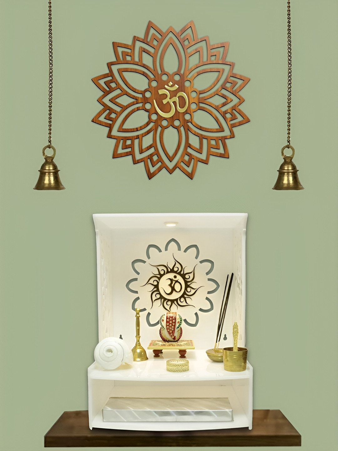 HEARTILY OM Wall Art Wood Ethnic Motifs Matte Hanging Hall Spiritual Wall Decor-12In