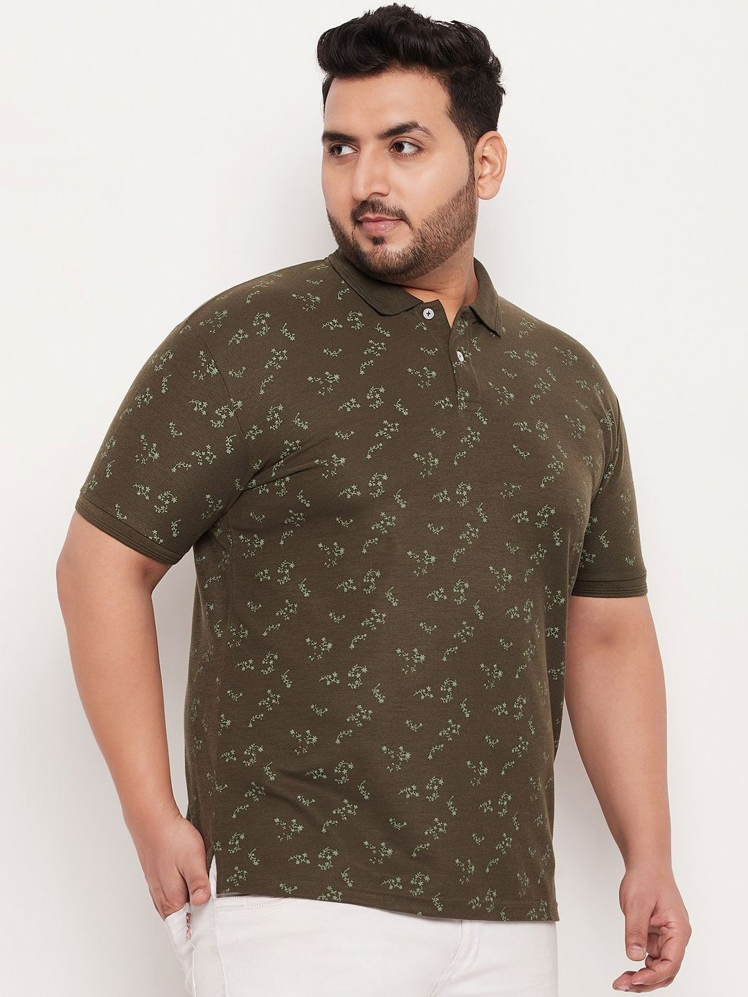 GET GOLF Men Plus Size Graphic Printed Polo Collar Cotton T-shirt