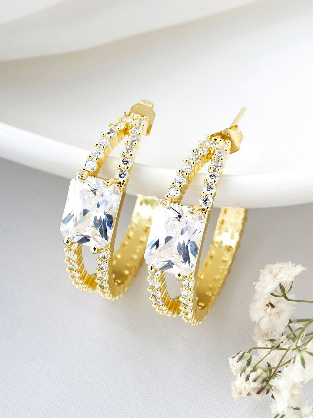 JOKER & WITCH Silver-Plated Stone Studded & Beaded Classic Mood Hoop Earrings