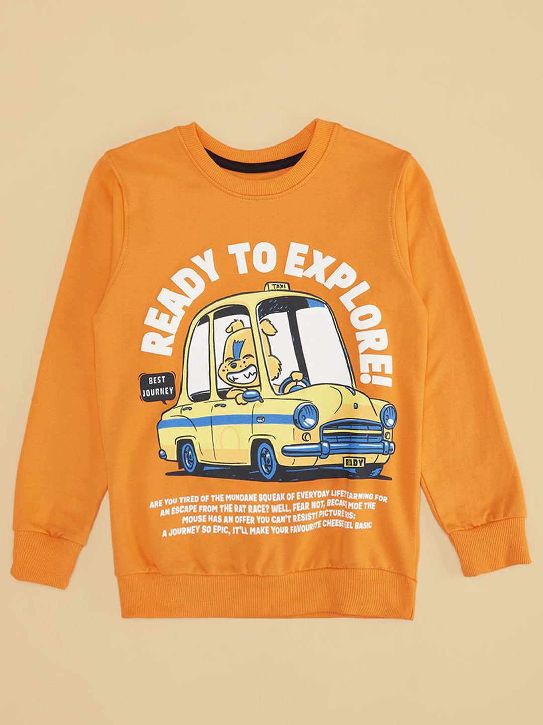 Pantaloons Junior Boys Typography Printed Pure Cotton Long Sleeves Sweatshirt
