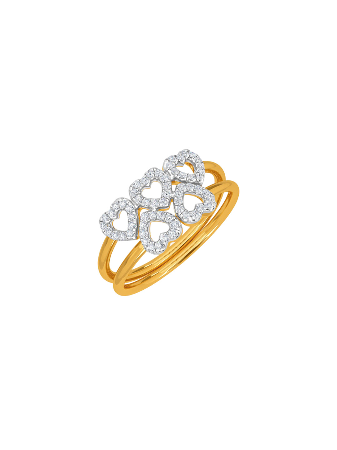 KISNA DIAMOND AND GOLD JEWELLERY 14KT Finger Two Layered  Ring Diamond 0.15 Carat