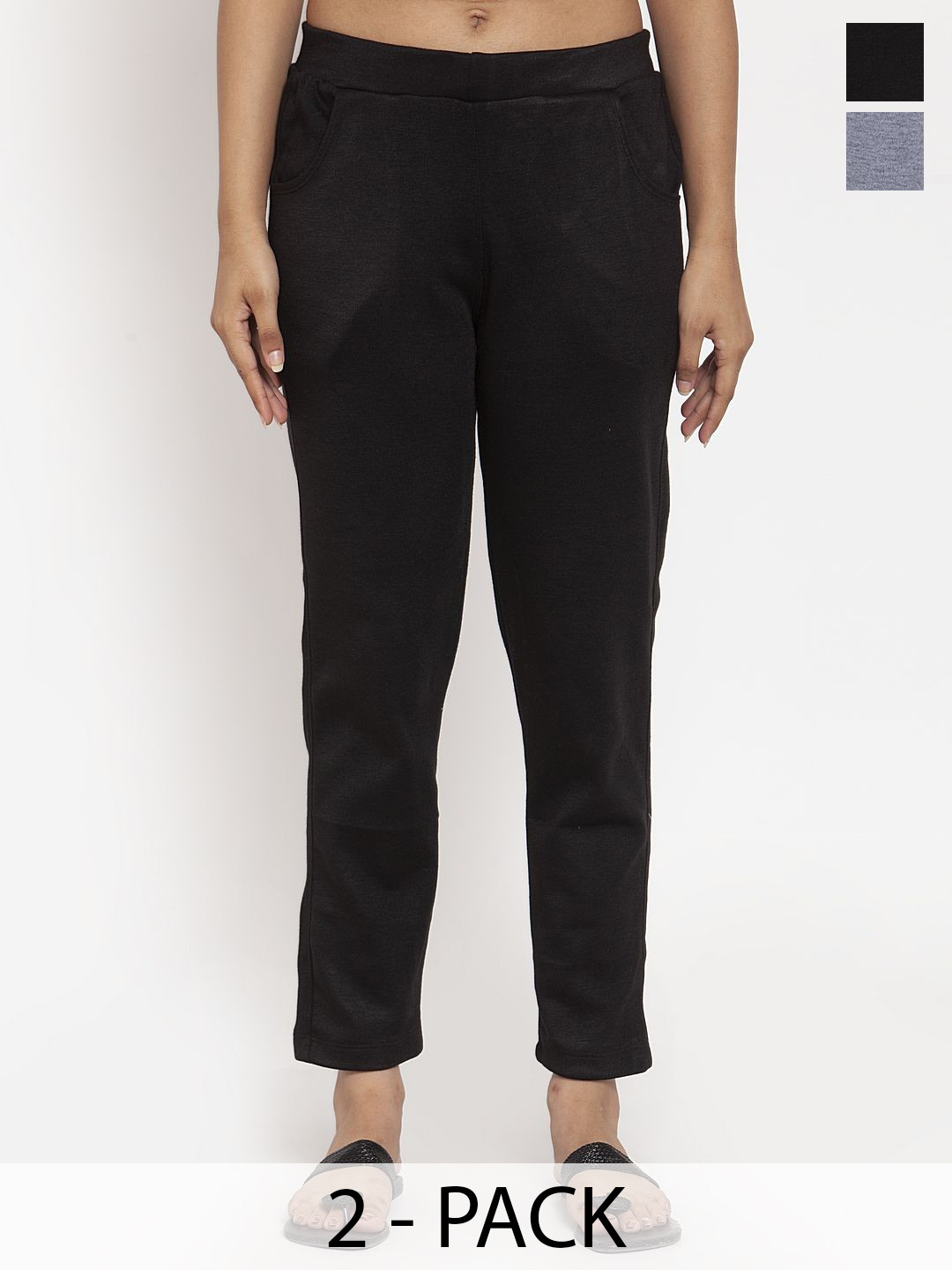 TAG 7 Women Pack Of 2 Woollen Mid-Rise Ankle-Length Winter Wear Jeggings