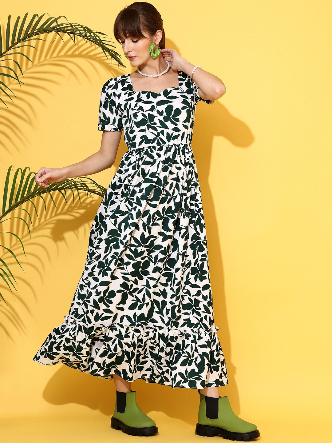 SHEETAL Associates Women Tropical Printed Fit & Flare Midi Dress