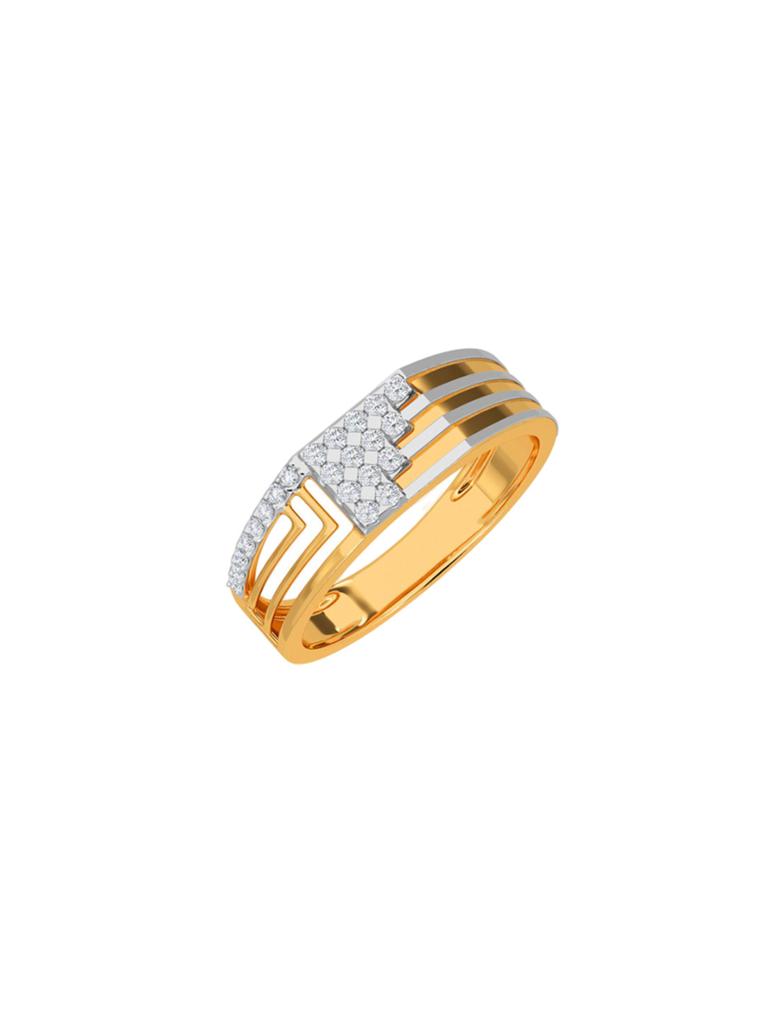 KISNA DIAMOND AND GOLD JEWELLERY Men 14KT Finger Ring Diamond - 3.4 gm