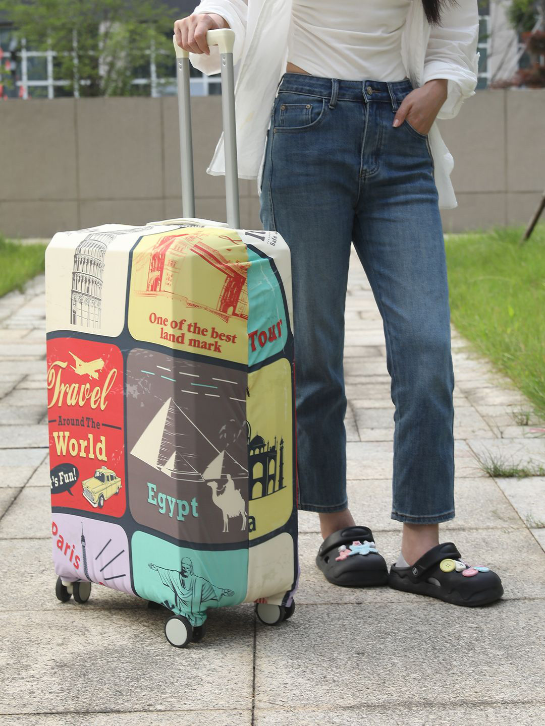 HOKIPO Unisex 180gsm Printed Durable Suitcase Cover for Trolley Suitcase