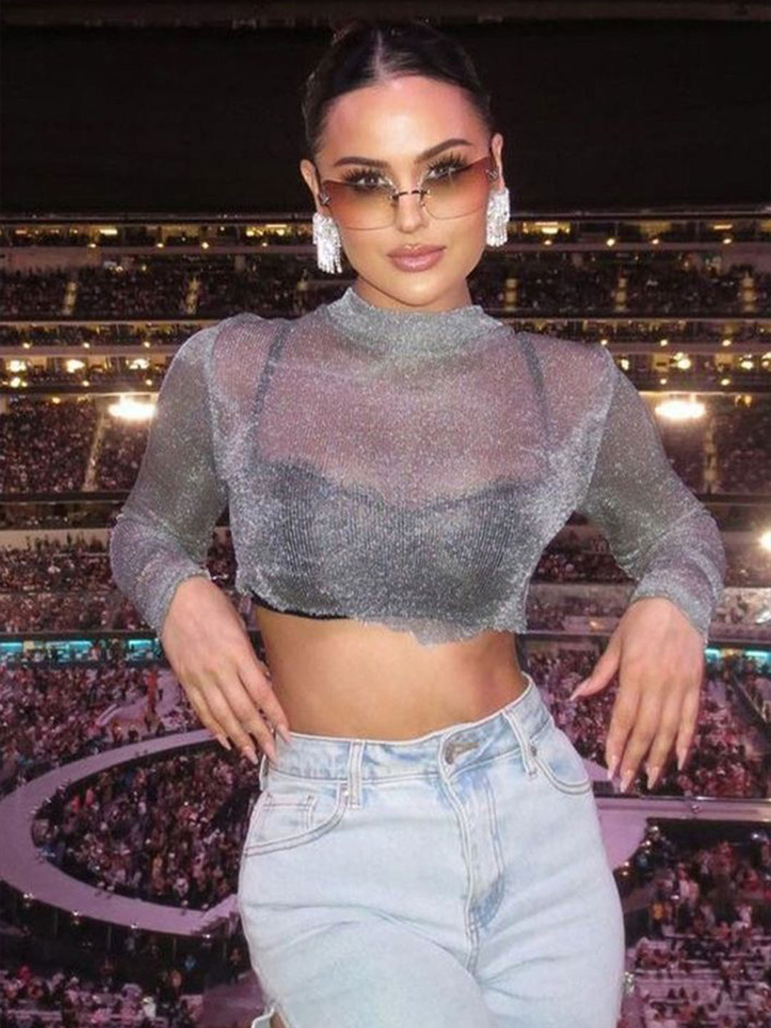 LULU & SKY Mock Neck Crop Top