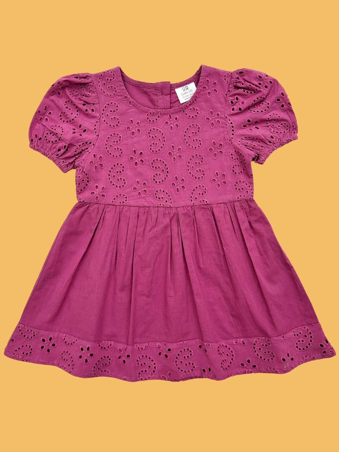 Creative Kids Girls Embroidered Schiffli Cotton Fit & Flare Dress