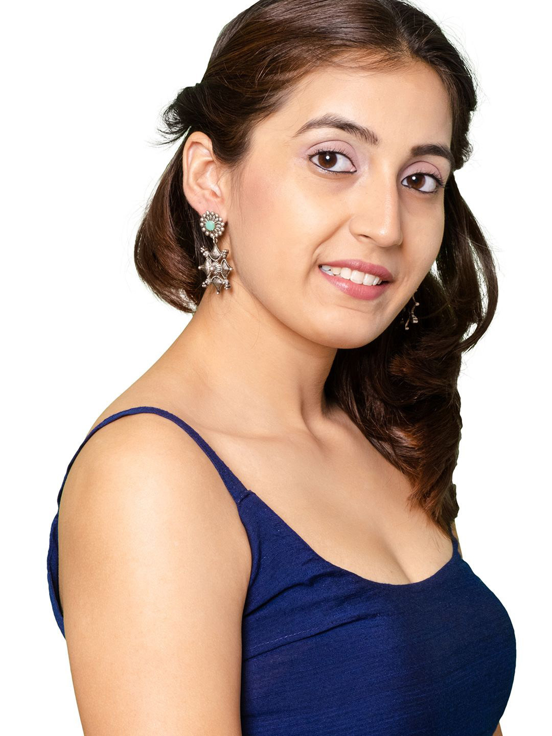 Shining Jewel - By Shivansh Silver-Plated Contemporary Cubic Zirconia Antique DropEarrings