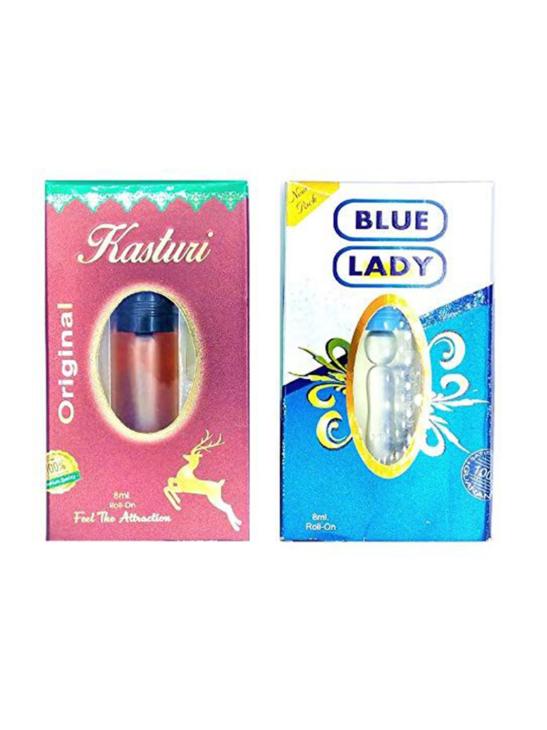 RAVIOUR LIFESTYLE Set Of 2 Blue Lady & Kasturi Roll On Attar - 8 ml Each