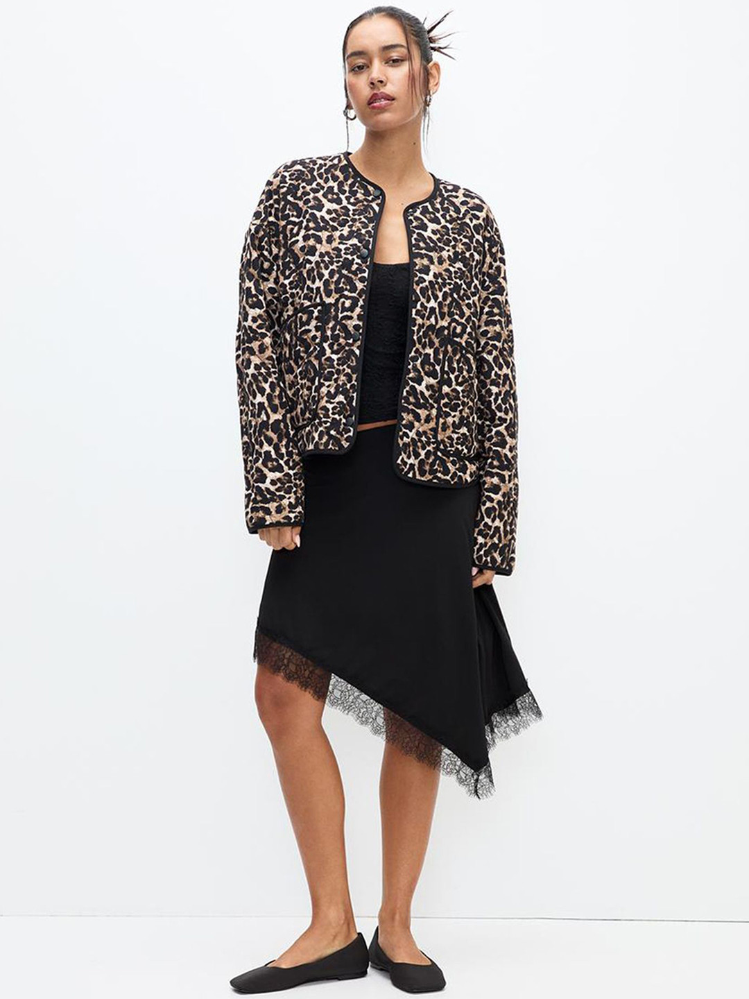 LULU & SKY Women Collarless Animal Printed Casual Open Front Jacket