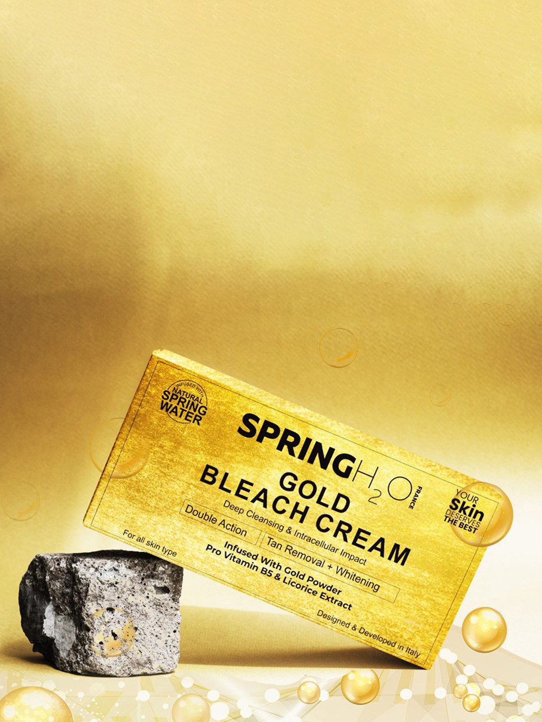 Spring H2O Gold Bleach Cream For Deep Cleansing & Intracellular Impact - 300g