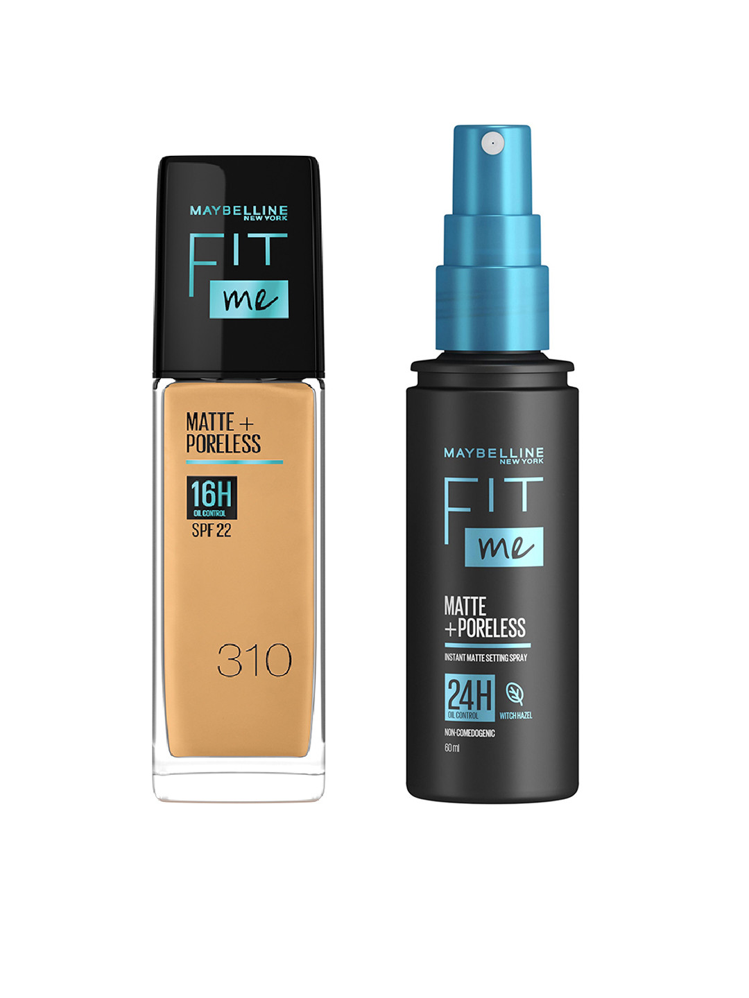 Maybelline New York Fit Me Matte+Poreless Liquid Foundation 30ml & Setting Spray 60ml
