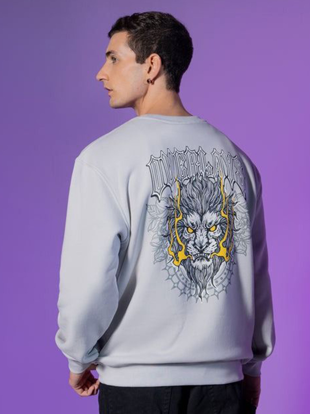 Overlays Men Brand Logo Printed Round Neck Long Sleeves Pullover Sweatshirt