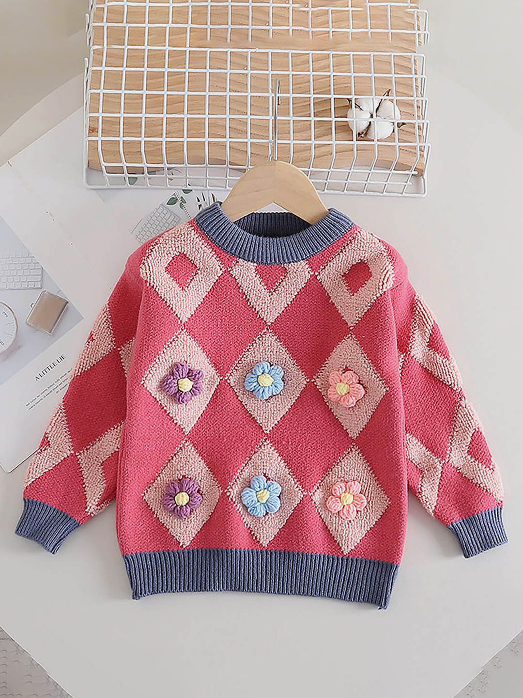 Little Surprise Box LLP Girls Floral Self Design Sweatshirt & Skirt