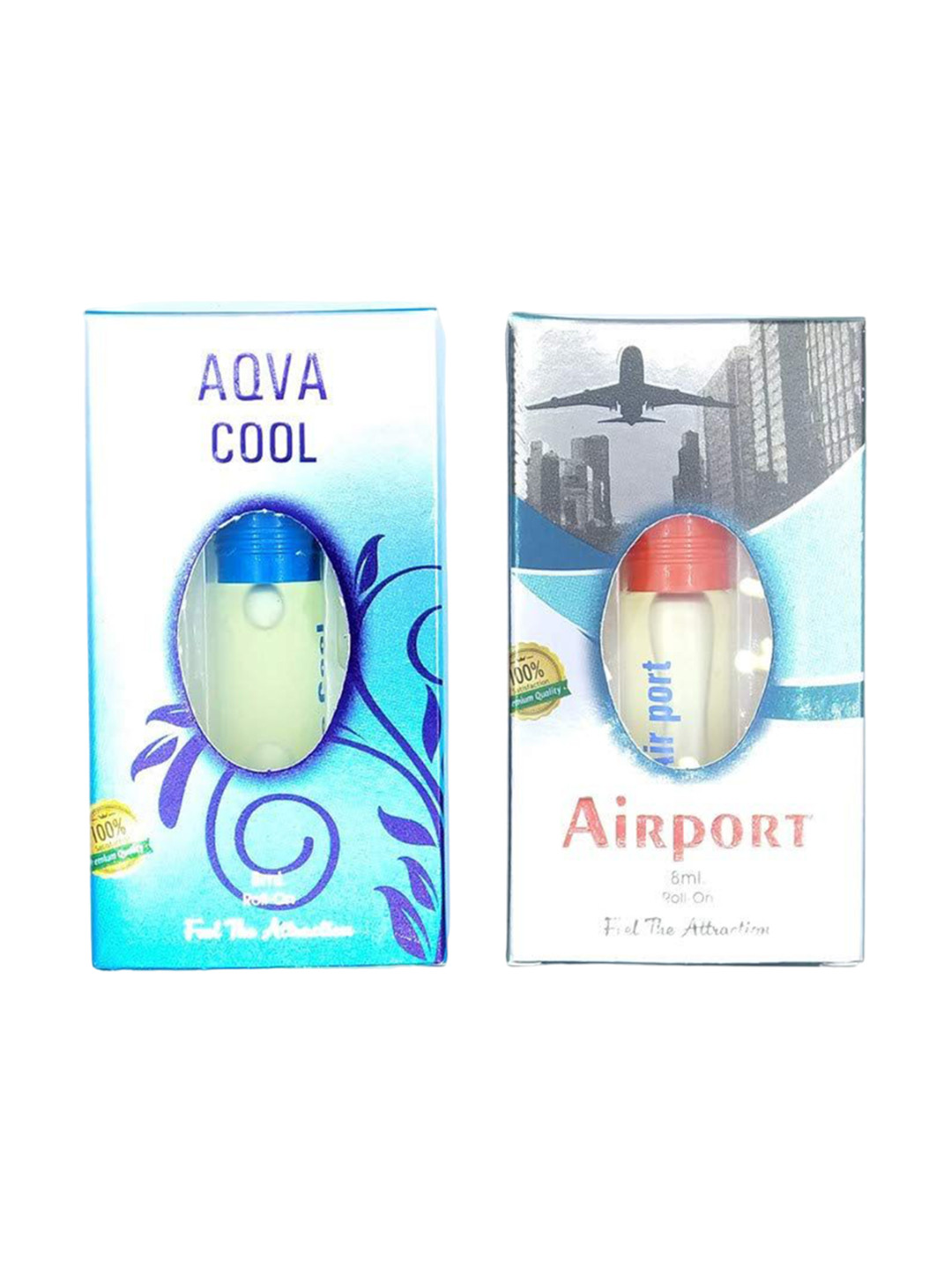 RAVIOUR LIFESTYLE Set of Aqua Cool & Airport Alcohol-Free Attar Roll-On - 8 ml each