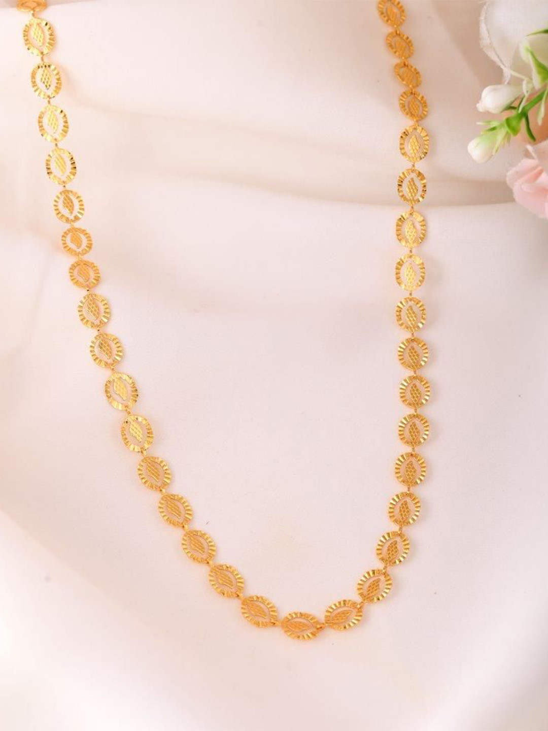 VOJ Gold-Plated Self Designed Oval Shaped Chain