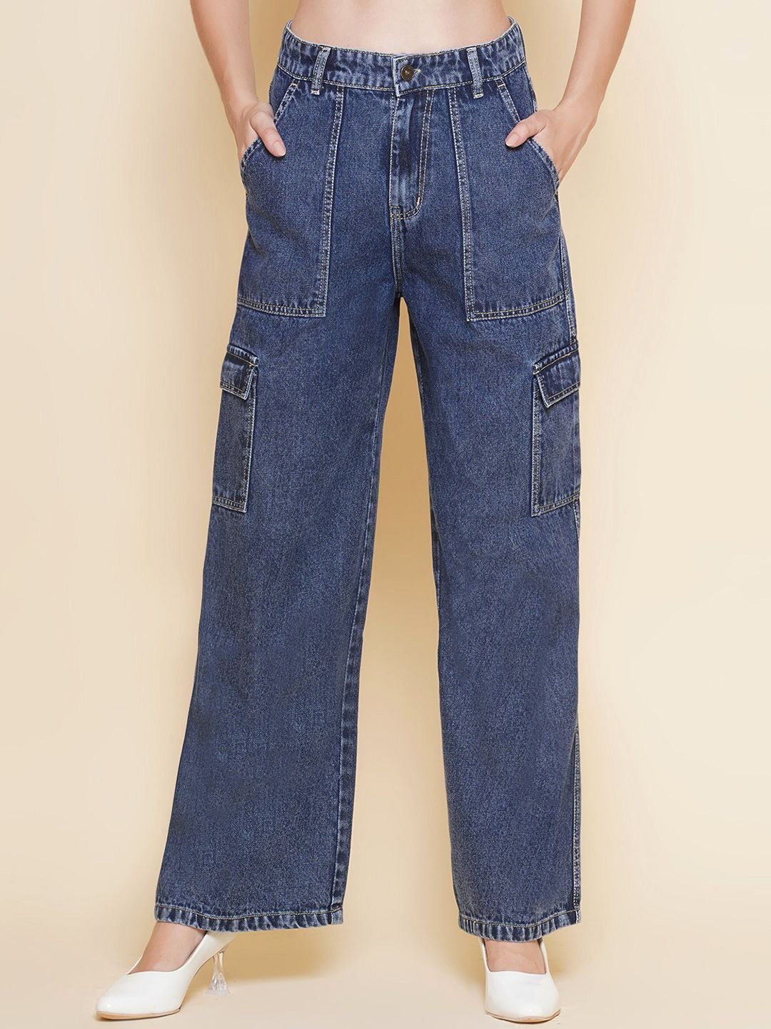 PUELLA Women High-Rise Cargos Style Jeans