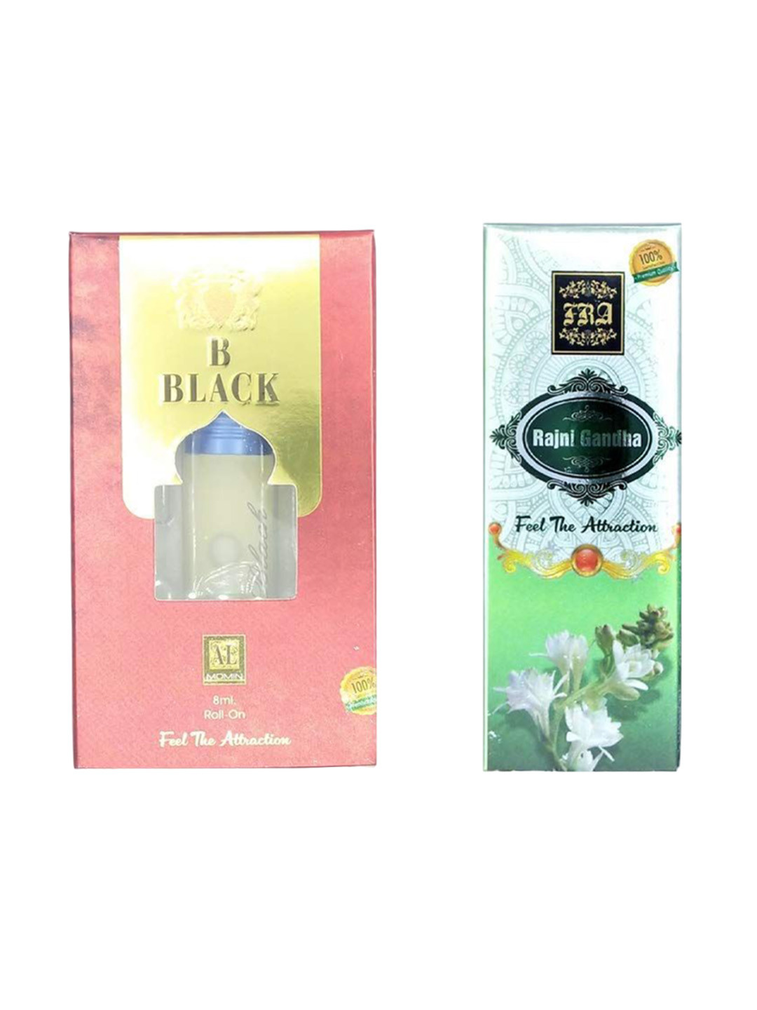 RAVIOUR LIFESTYLE Feel The Attraction Set Of 2 B Black & Rajni Gandha Attar - 8ml Each